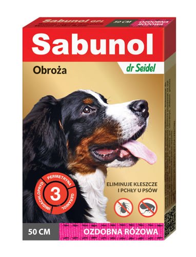 SABUNOL obroża ozdobna przeciw pchłom i kleszczom dla psa – różowa